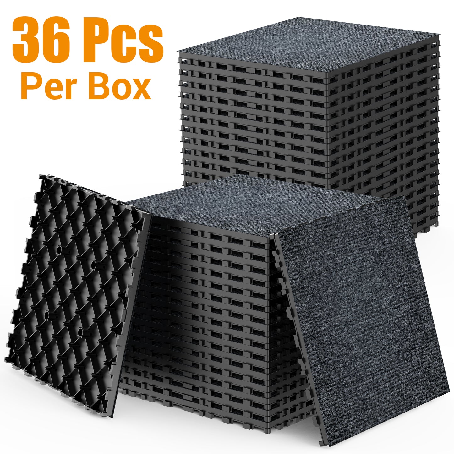 Carpet floor 12" Patio Deck Tiles, DIY Module Interlocking Decking Carpet,Easy and Quick Installation Court Tiles for Porch Poolside Balcony Backyard 36pcs