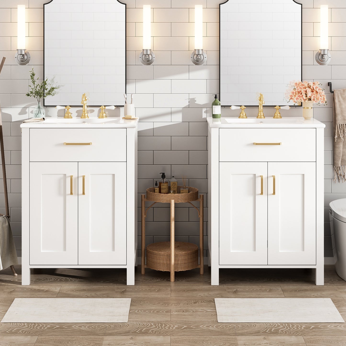 Modern 48-Inch Bathroom Vanity with Ceramic Sink, Soft-Close Doors, Flip Drawer, Double-Layer Door Shelves, Elegant Storage Solution