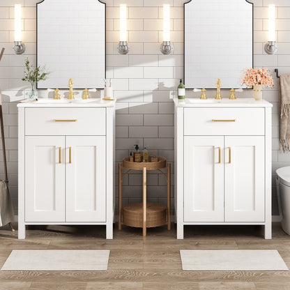 Modern 48-Inch Bathroom Vanity with Ceramic Sink, Soft-Close Doors, Flip Drawer, Double-Layer Door Shelves, Elegant Storage Solution