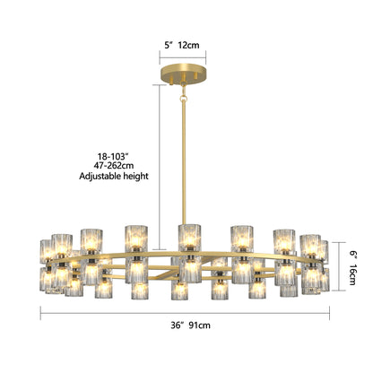 Modern 36" Gold Round Chandelier Light Fixture, K9 Crystal Chandeliers for Dining Room, Living Room, Dining Room Chandeliers Over Table, Chandelier for Bedroom, Foyer, Includes 36XG4 Bulbs