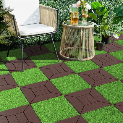 New 12 inch balcony deck tiles, DIY interlocking deck floor tiles, indoor and outdoor floor tiles, easy to install patio tiles, suitable for poolside balcony, backyard, 44 pieces  brown