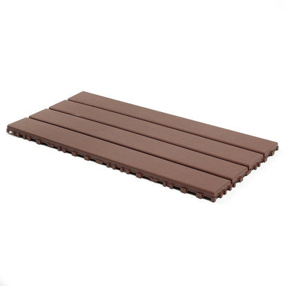 24 pieces of dark gray outdoor terrace deck tiles, DIY interlocking decking floor tiles, easy to install patio tiles, suitable for indoor and outdoor balcony backyard poolside ,Brown