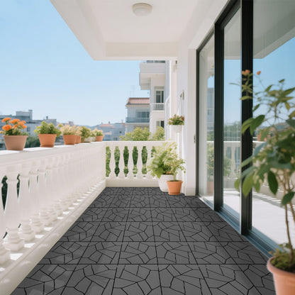 Stone Style 12" Patio Deck Tiles, DIY Module Interlocking Decking Tiles Floor Tile Outdoor and Indoor,Easy and Quick Installation Court Tiles for Porch Poolside Balcony Backyard 44pcs,dark gray