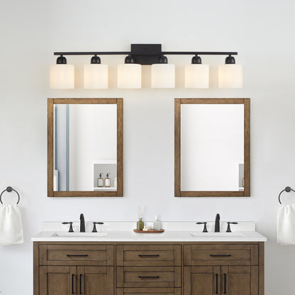 6-Light Black Vanity Lights, 38'' Modern Bathroom Vanity Lighting Fixtures for Mirror, Matte Bathroom Lighting Fixtures, Black Wall Sconces for Bedroom Living Room