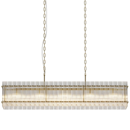 Modern Rectangular Crystal Glass Chandelier, 10-Lights Glod Chandelier Lighting Contemporary Pendant Ceiling Light Fixture for Dining Room Living Room Kitchen Island
