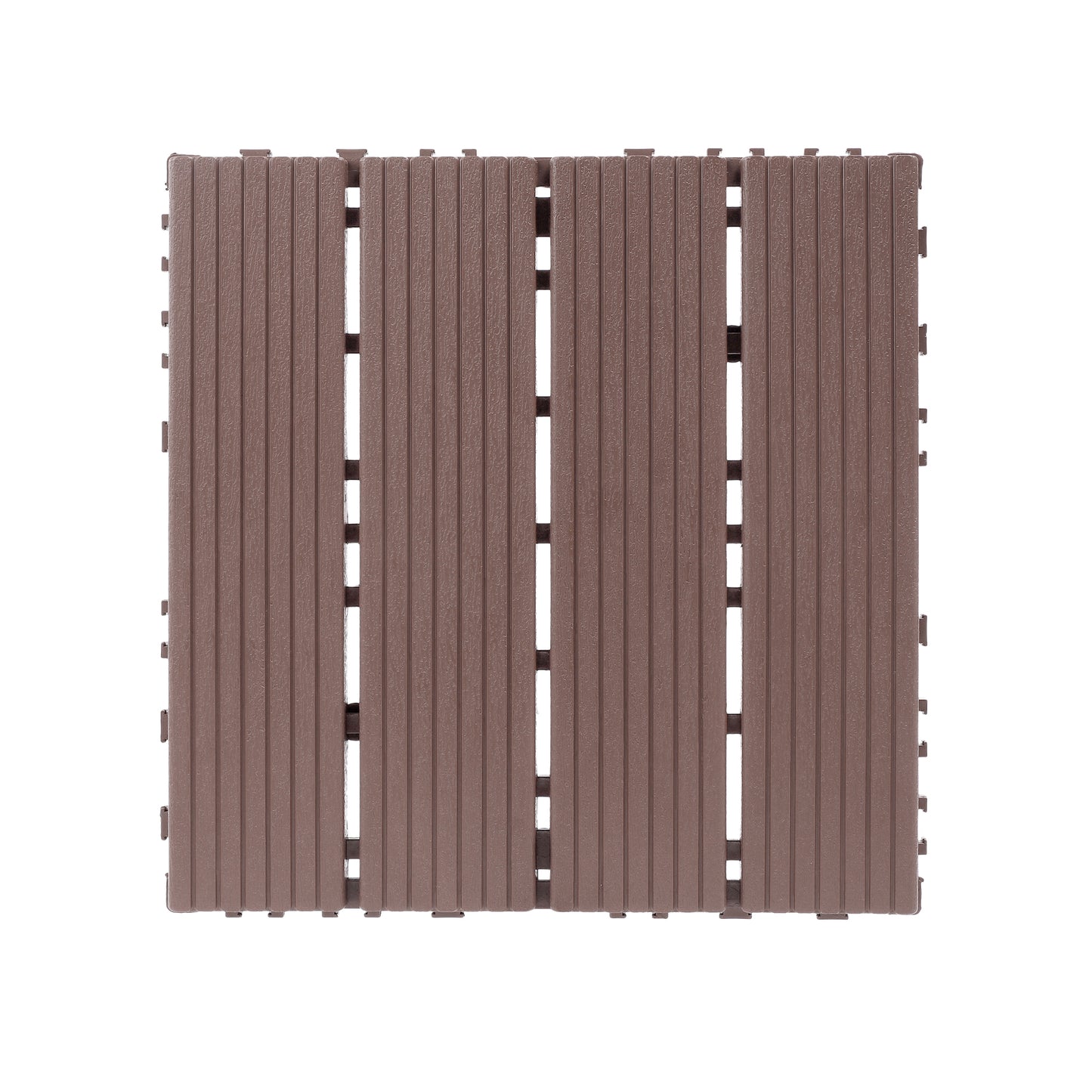 Plastic interlocking decking tiles, 44 packs of terrace decking tiles, 12 inches x 12 inches waterproof for all-weather use, backyard pool decking tiles, Brown