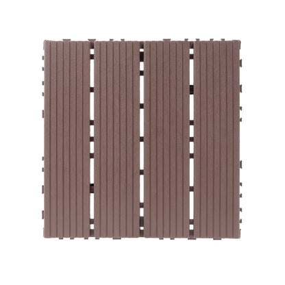 Plastic interlocking decking tiles, 44 packs of terrace decking tiles, 12 inches x 12 inches waterproof for all-weather use, backyard pool decking tiles, Brown