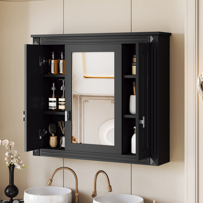 Bathroom Wall Cabinet with Mirror, Wall Mounted Medicine Cabinet with 4 Shelves, Mirrored Door Over Toilet Storage Cabinet