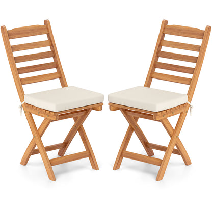 Patio Folding Chairs Set of 2 with Soft Seat Cushion-A