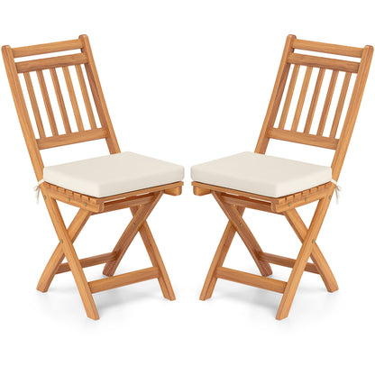 Patio Folding Chairs Set of 2 with Soft Seat Cushion-B