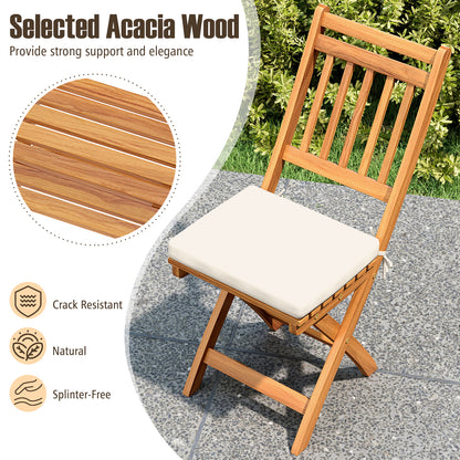 Patio Folding Chairs Set of 2 with Soft Seat Cushion-B