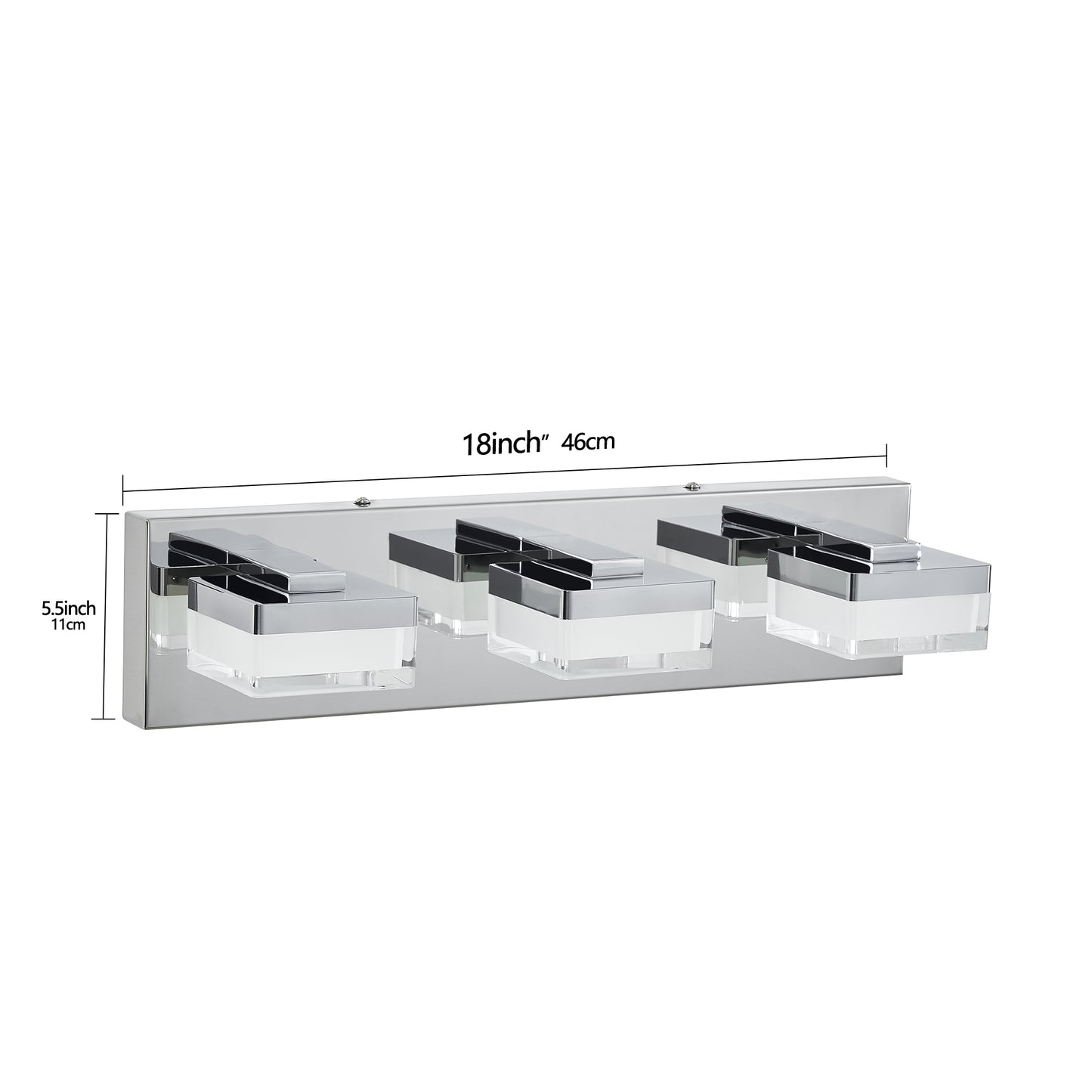 Modern Chrome LED Vanity Light, 3-Lights Wall Sconce for Bathroom and Mirror, Sleek Minimalist Design, Energy-Efficient, Easy to Install