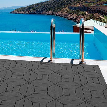 New 12 inch balcony deck tiles, DIY interlocking deck floor tiles, indoor and outdoor floor tiles, easy to install patio tiles, suitable for poolside balcony, backyard, 44 pieces dark gray