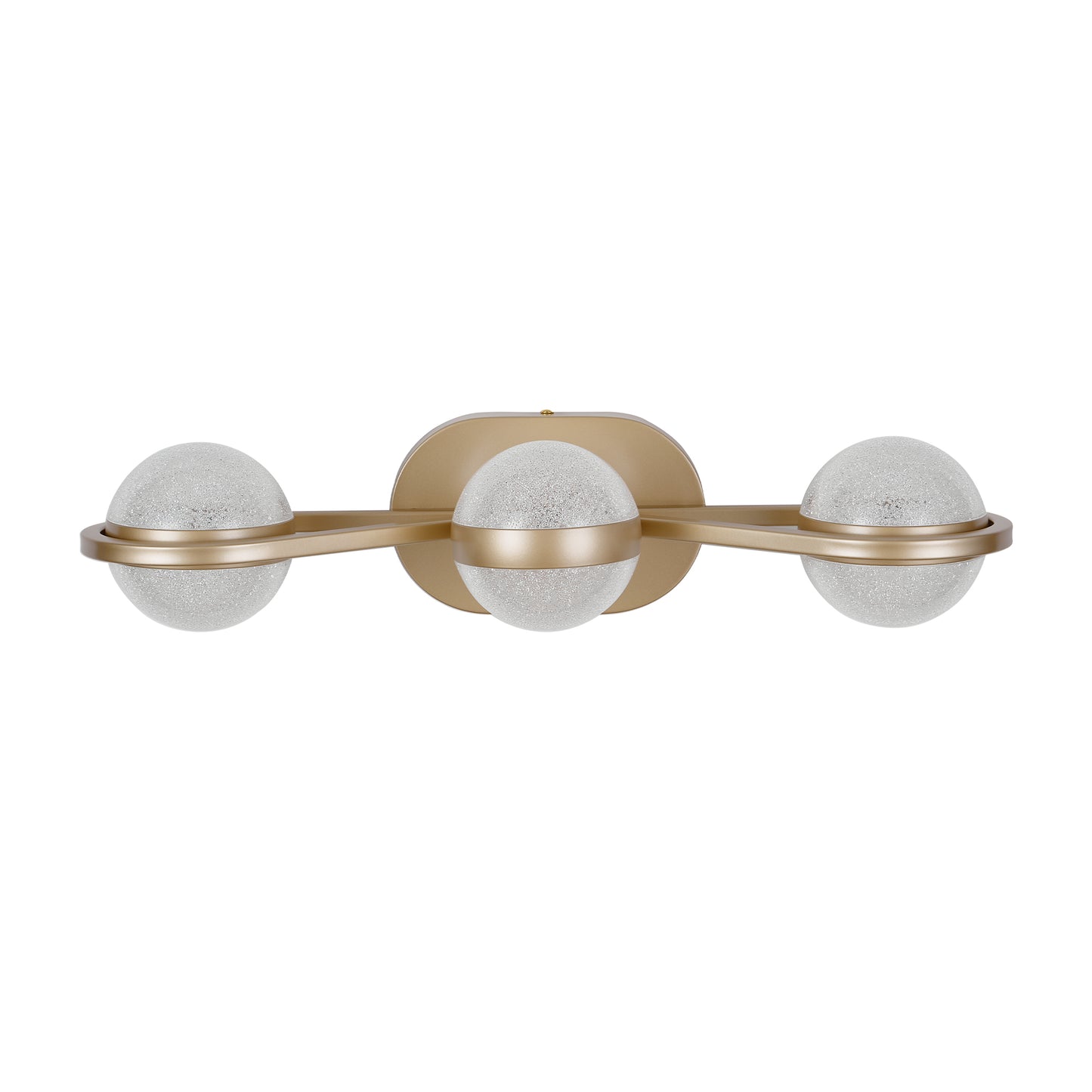Bathroom Vanity Light, LED 3 Bulb Crystal Sand Acrylic Shades, Wall Mounted Decorative Lighting Fixture, Suitable for Bathroom Vanity Mirror (Champagne Gold)