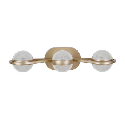 Bathroom Vanity Light, LED 3 Bulb Crystal Sand Acrylic Shades, Wall Mounted Decorative Lighting Fixture, Suitable for Bathroom Vanity Mirror (Champagne Gold)