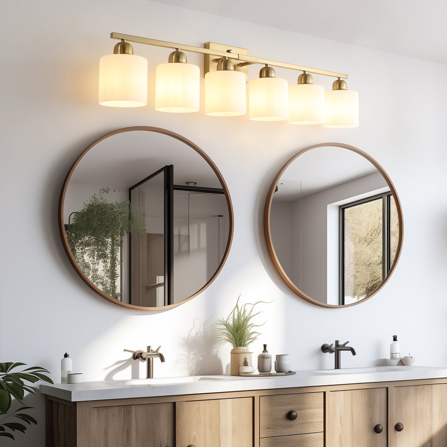 6 Light Gold Bathroom Vanity Light, Gold Bathroom Light Fixtures, 38" Modern Brushed Gold Vanity Lighting Fixtures for Bathroom Over Mirror, Gold Sconces Wall Lighting for Bedroom Living Room