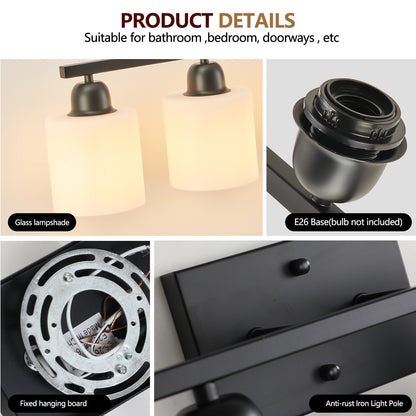 6-Light Black Vanity Lights, 38'' Modern Bathroom Vanity Lighting Fixtures for Mirror, Matte Bathroom Lighting Fixtures, Black Wall Sconces for Bedroom Living Room