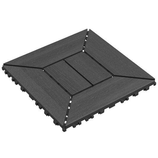 New 12 inch balcony deck tiles, DIY interlocking deck floor tiles, indoor and outdoor floor tiles, easy to install patio tiles, suitable for poolside balcony, backyard, 44 pieces dark gray
