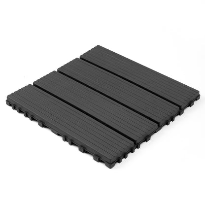 Plastic interlocking decking tiles, 44 packs of terrace decking tiles, 12 inches x 12 inches waterproof for all-weather use, backyard pool decking tiles, dark gray