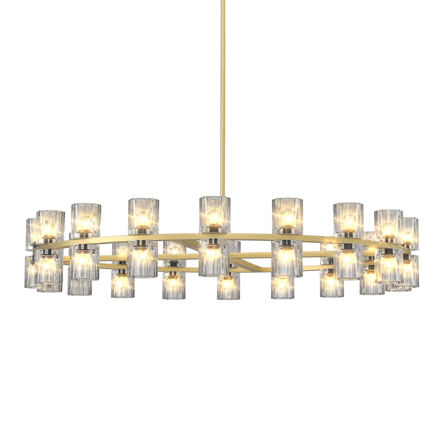 Modern 36" Gold Round Chandelier Light Fixture, K9 Crystal Chandeliers for Dining Room, Living Room, Dining Room Chandeliers Over Table, Chandelier for Bedroom, Foyer, Includes 36XG4 Bulbs