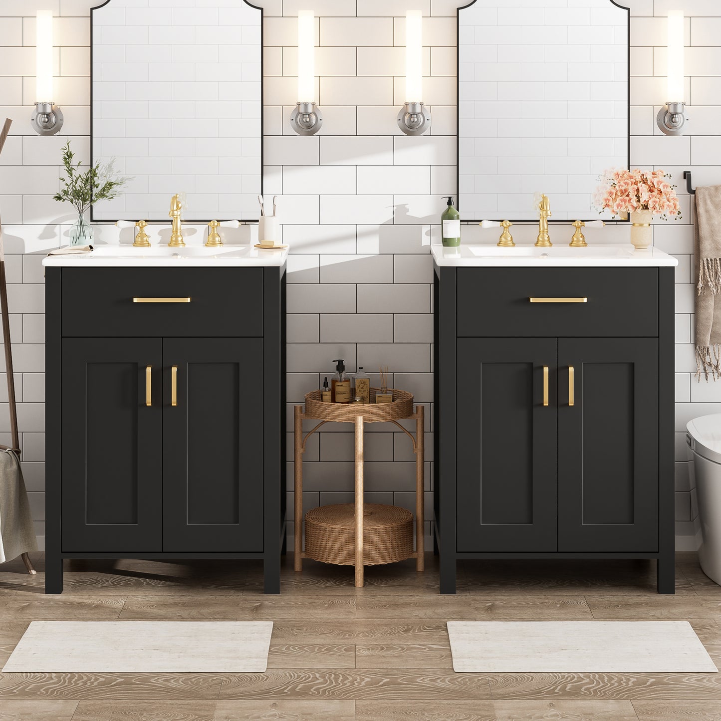 Modern 48-Inch Bathroom Vanity with Ceramic Sink, Soft-Close Doors, Flip Drawer, Double-Layer Door Shelves, Elegant Storage Solution