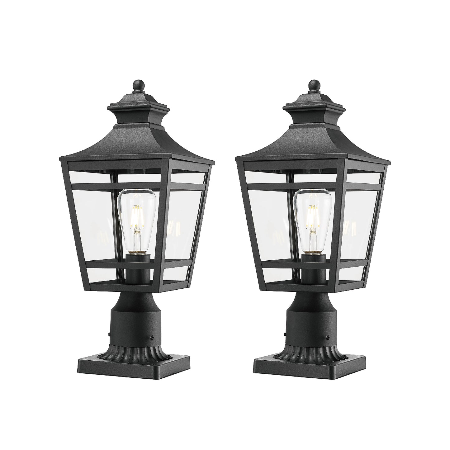 Large Outdoor Post Lights Lamp Post Light Fixture, 18.1inch Waterproof Aluminum Post Lamp with Clear Glass, Fence Post Deck Lighting for Garden, Patio, Pathway (2 pack)