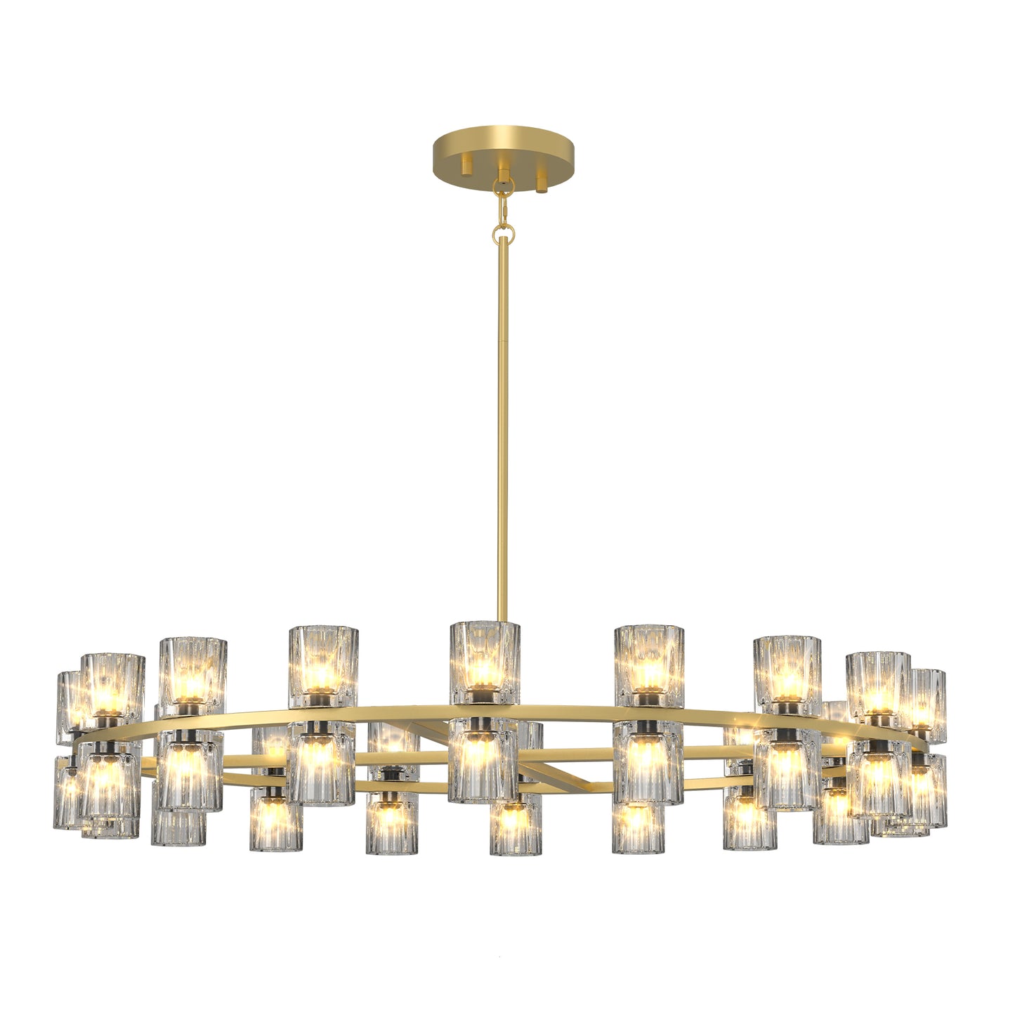 Modern 36" Gold Round Chandelier Light Fixture, K9 Crystal Chandeliers for Dining Room, Living Room, Dining Room Chandeliers Over Table, Chandelier for Bedroom, Foyer, Includes 36XG4 Bulbs