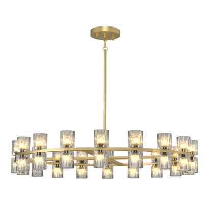 Modern 36" Gold Round Chandelier Light Fixture, K9 Crystal Chandeliers for Dining Room, Living Room, Dining Room Chandeliers Over Table, Chandelier for Bedroom, Foyer, Includes 36XG4 Bulbs