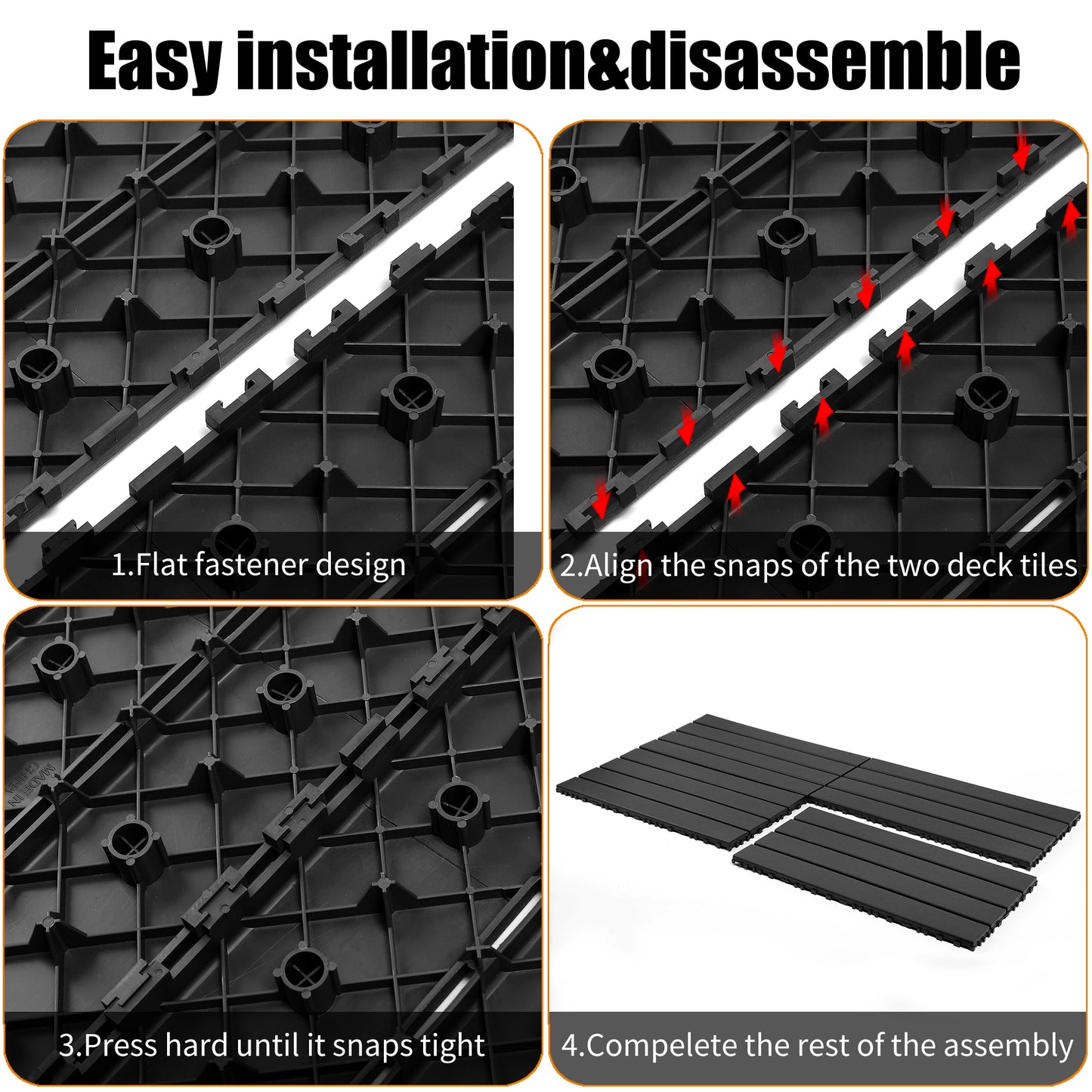 24 pieces of dark gray outdoor terrace deck tiles, DIY interlocking decking floor tiles, easy to install patio tiles, suitable for indoor and outdoor balcony backyard poolside DARK GRAY