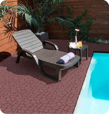 New Stone texture 12" Patio Deck Tiles, DIY Module Interlocking Decking Tiles Floor Tile,Easy and Quick Installation Court Tiles for Porch Poolside Balcony Backyard 44pcs, Brown