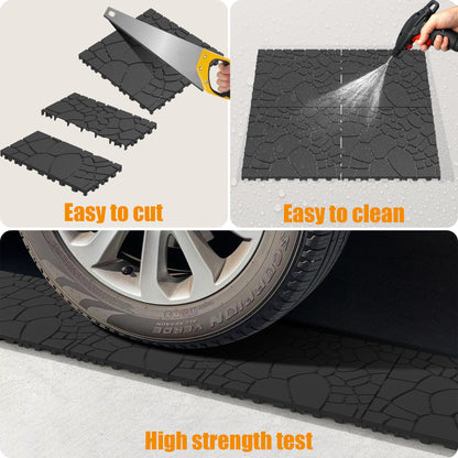 Stone texture 12" Patio Deck Tiles, DIY Module Interlocking Decking Tiles Floor Tile,Easy and Quick Installation Court Tiles for Porch Poolside Balcony Backyard 44pcs ,DARK GRAY