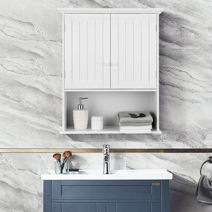 2-Door Wall Mount Bathroom Storage Cabinet with Open Shelf-White