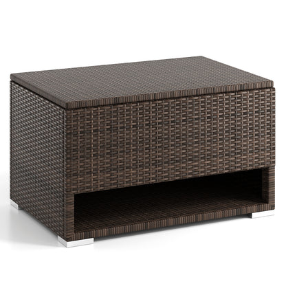 PE Rattan Storage Bin with Waterproof Liner for Patio Cushions