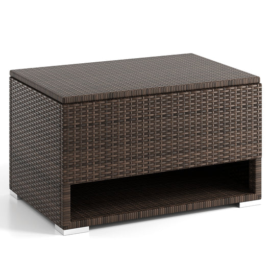 PE Rattan Storage Bin with Waterproof Liner for Patio Cushions