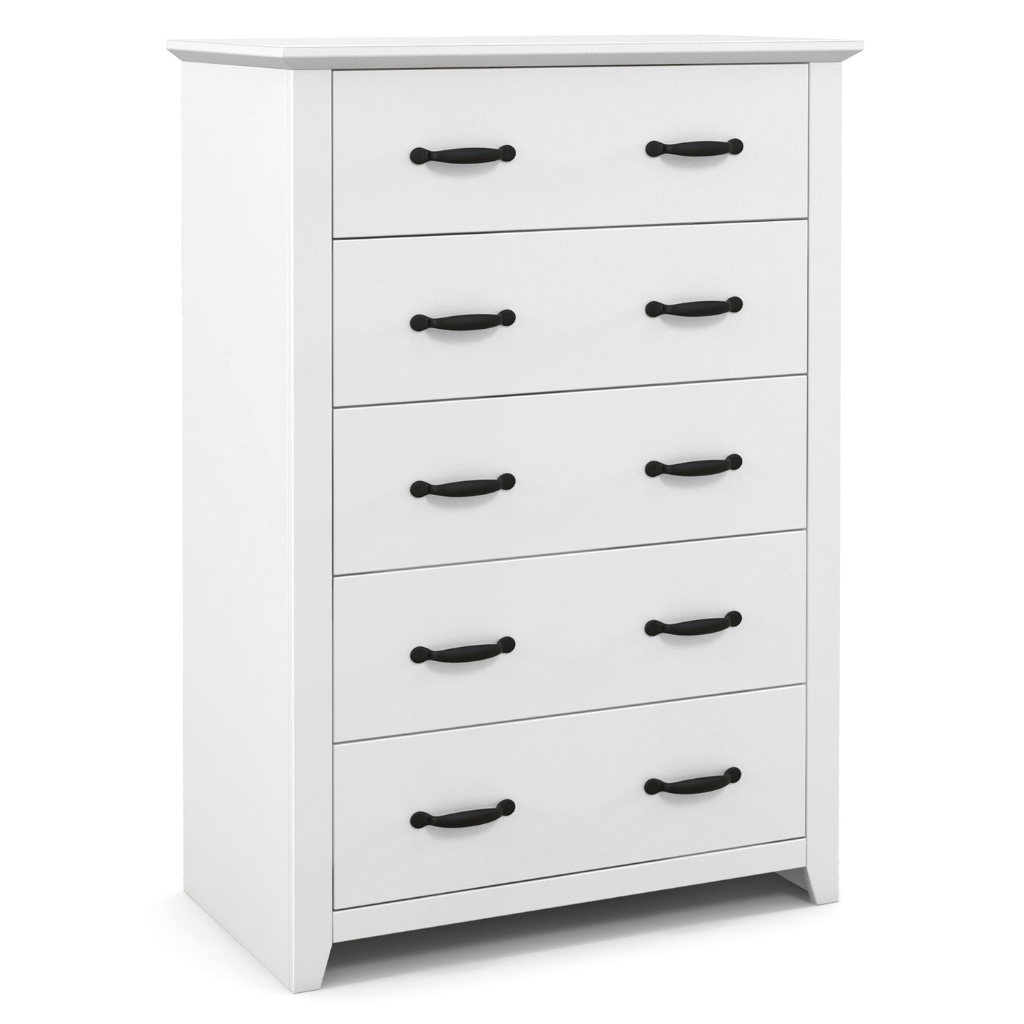 Tall Storage Dresser with 5 Pull-out Drawers for Bedroom Living Room-White
