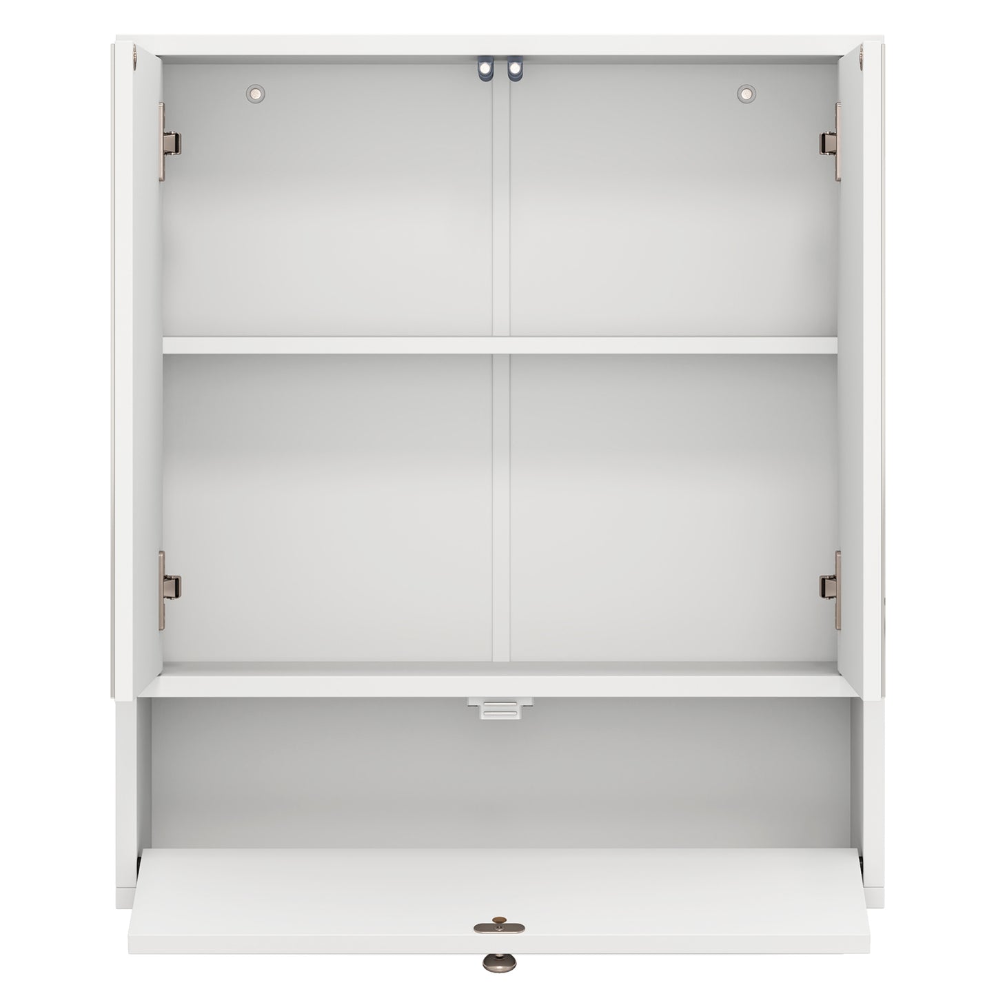 Double Door Wall-Mounted Bathroom Mirrored Medicine Cabinet-White