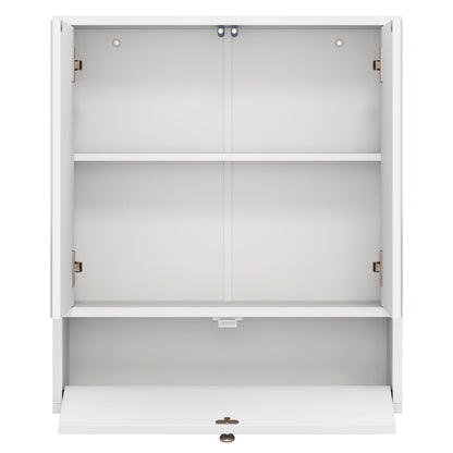 Double Door Wall-Mounted Bathroom Mirrored Medicine Cabinet-White